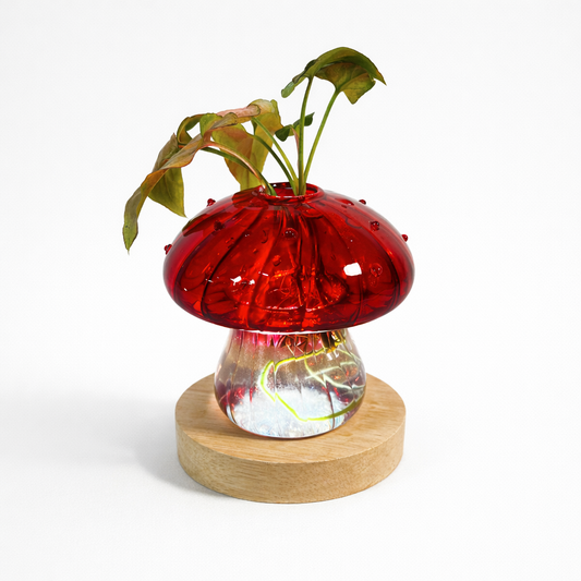 Red Glow Mushroom Vase
