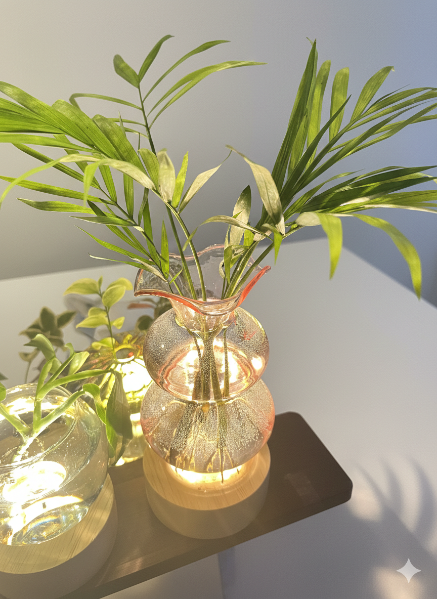 Premium Propagation Vase Pink Bubble Glass